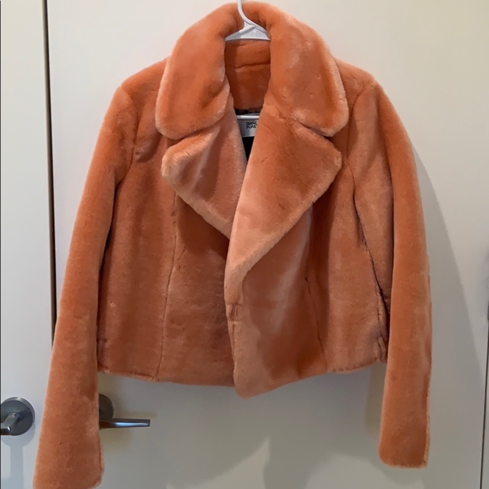 Diane Von Furstenberg faux fur pink womens jacket